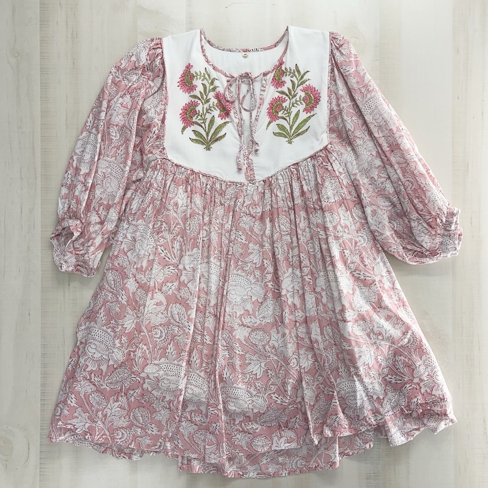 block print handmade India printed floral dress M Etsy pink